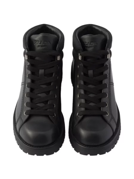 Botine Prada cu șireturi din piele negru