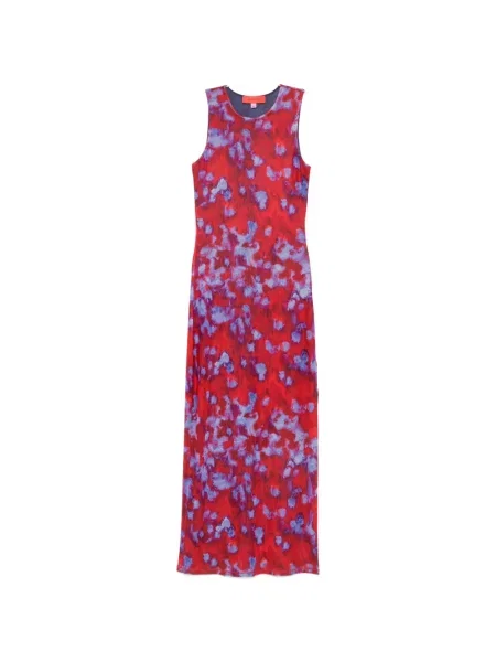 Rochie maxi Eckhaus Latta fără mâneci cu imagine cu imprimeu abstract roșu