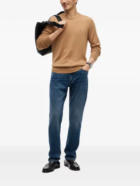 Pulover Tommy Hilfiger cu decolteu rotund cu autograf