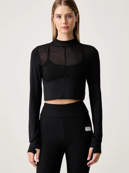 Tricou cu mânecă lungă Ea7 Emporio Armani negru