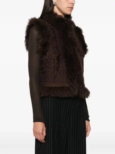 Vestă Antik Batik cu broderie maro