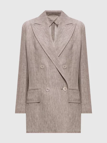 Жакет з льону у візерунок Max Mara коричневий