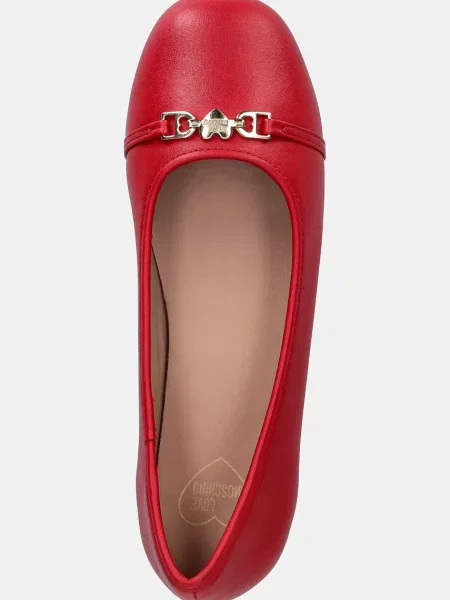 Кожаные балетки Love Moschino красные