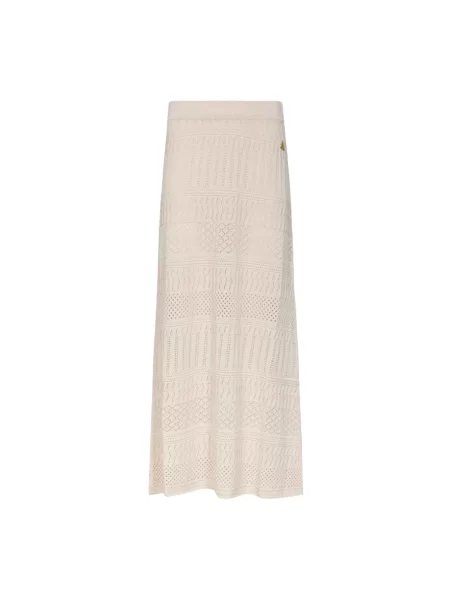 Spódnica maxi Akep z nadrukiem beżowa