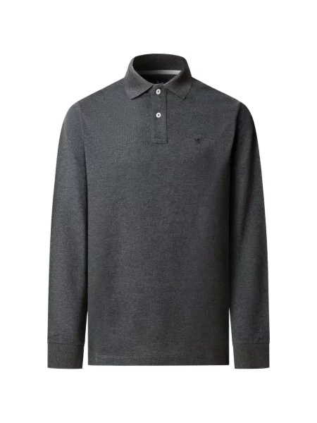 Lung tricou polo Hackett London cu autograf gri