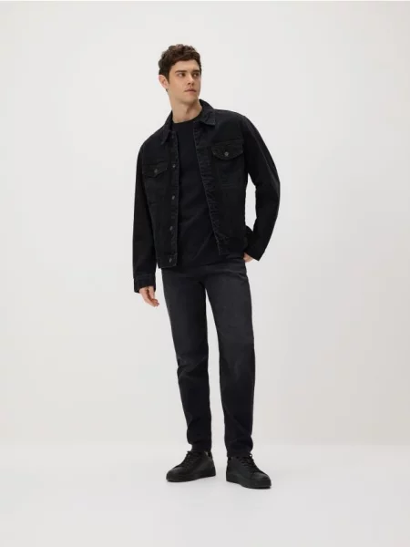 Reserved Blugi carrot cu efect prespălat negru