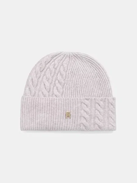 Tommy Hilfiger Čepice s příměsí vlny fialový