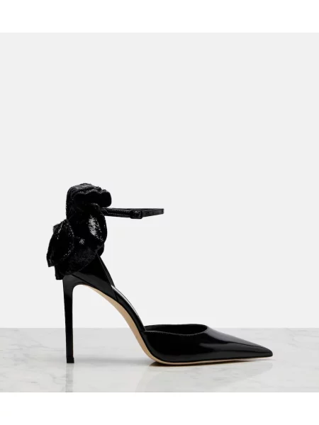 Pantofi cu toc Jimmy Choo din piele cu model floral negru