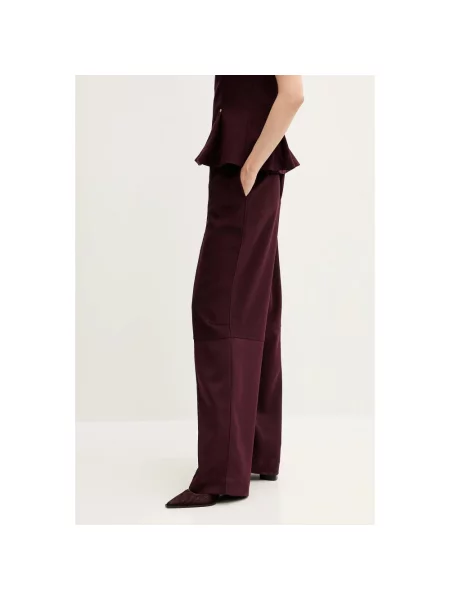 Stine Goya spodnie bordowy szerokie high waist czerwone