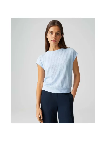 Krótki sweter Opus z krótkim rękawem niebieski