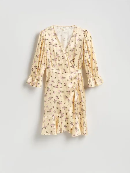 Reserved Rochie din cu imprimeu floral galben-deschis galben