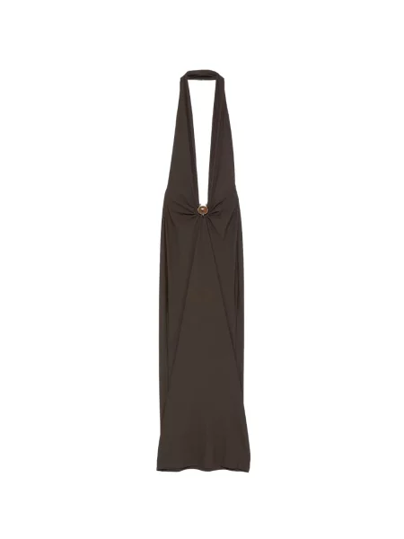 Rochie Christopher Esber cu gât halter de costum maro
