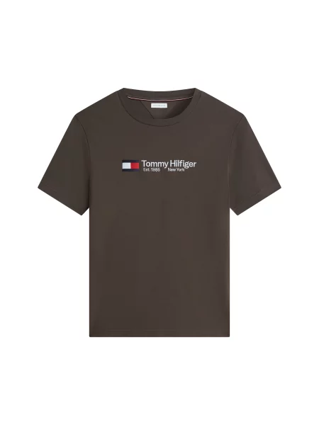 TOMMY HILFIGER Tričko BRAND LOVE námornícka modrá / čokoládová / červená biela