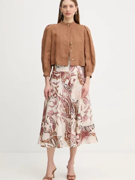 Marella spódnica lniana OSPITE beżowa