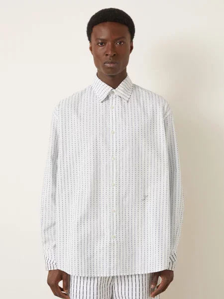Jacquemus Košile La Chemise Letro Comfort Fit / tmavě modrá / tmavě modrá bílá
