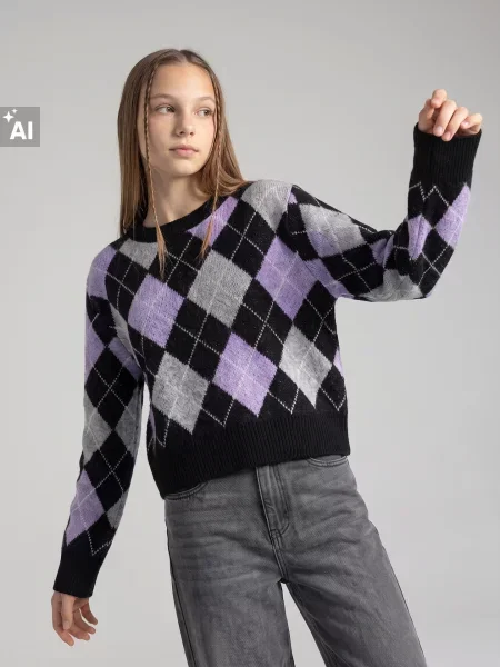 Sinsay Svetr s geometrickým vzorem vícebarevná