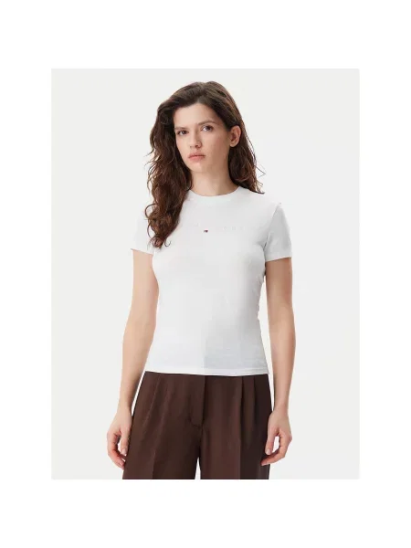 Tommy Jeans T-shirt Tonal Linear Écru Slim Fit