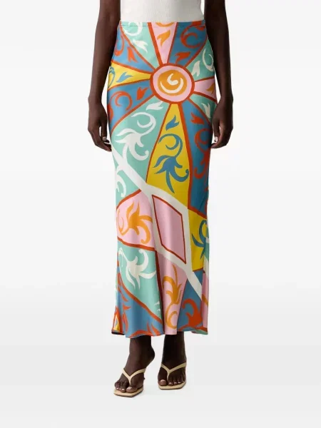 Fusta maxi Never Fully Dressed cu imagine albastru