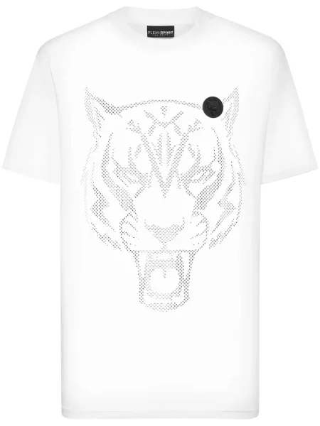 Tricou Plein Sport cu dungi de tigru alb