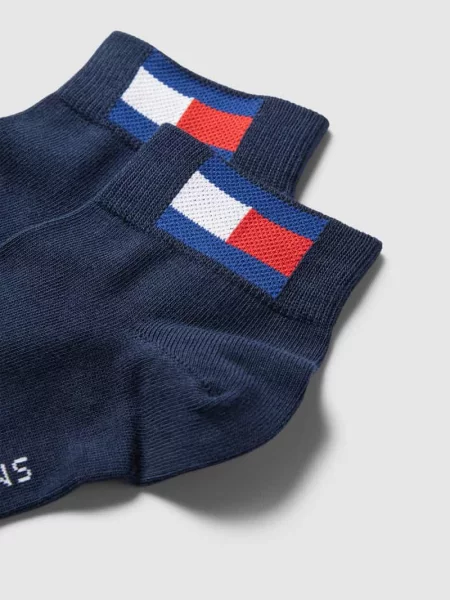 Krótkie skarpety z nadrukiem z logo w zestawie 2 szt. Tommy Hilfiger granatowe