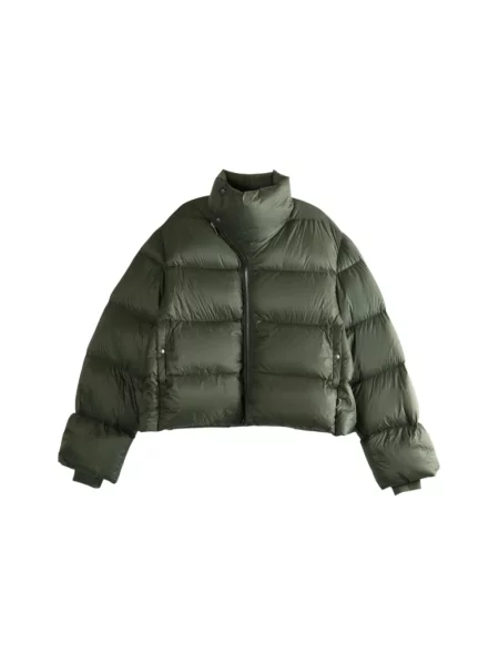 Kurtka Rick Owens asymetryczna pikowana zielona