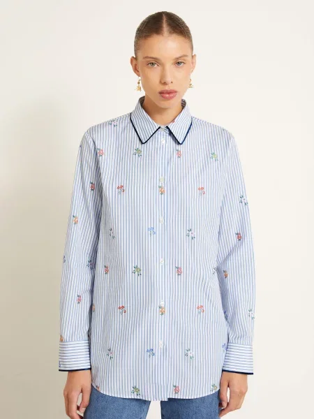 Etro Bluzka Koszulowa blau biała