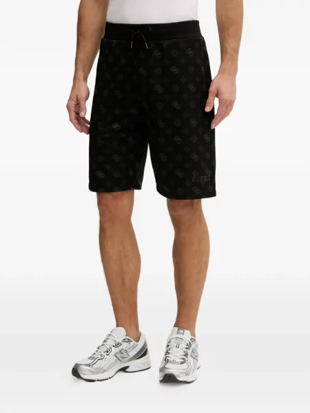 Pantaloni scurți Guess cu imagine cu cordon negru