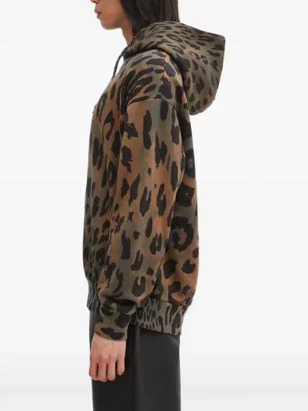 Hanorac cu glugă Aries cu imagine cu model leopard maro