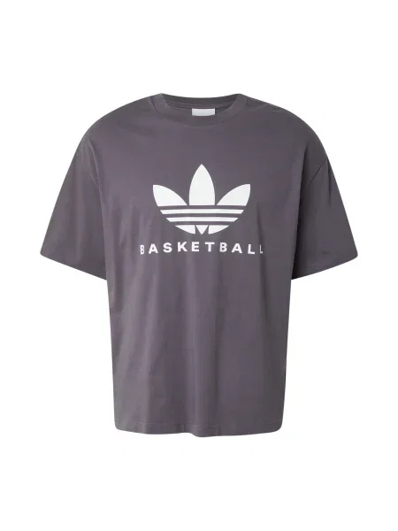 ADIDAS ORIGINALS Tricou Basketball Courtside gri închis alb