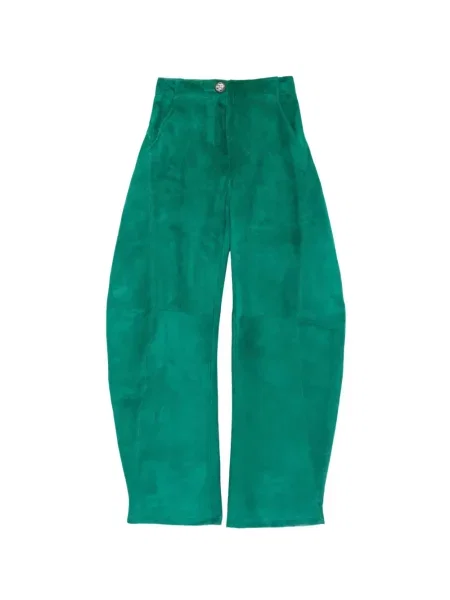 Pantaloni Mitiliane Couture din piele de căprioară verde