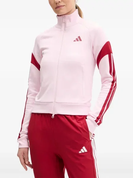 Ριγέ τρέξιμο μπλούζα Adidas από διχτυωτό κόκκινο