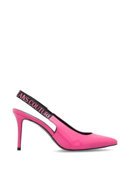 Pantofi cu toc Versace Jeans Couture cu bretele cu autograf roz