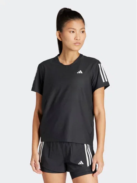 Adidas Tehnička majica Own The Run Crna Regular Fit bijela