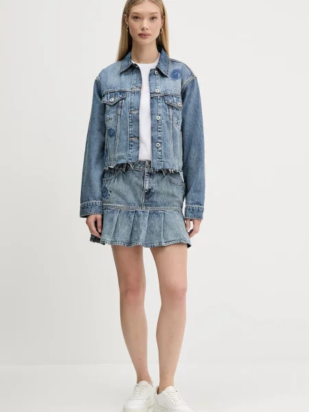 Джинсова спідниця Hugo Blue mini розкльошена синя