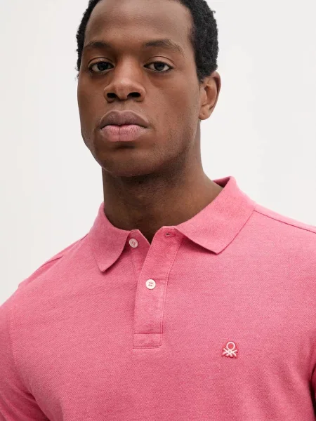 Меланжевое поло United Colors Of Benetton оранжевое