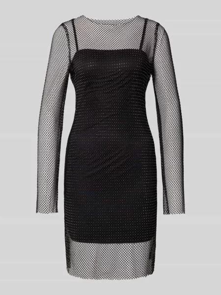 Sukienka casualowa o dopasowanym kroju z efektem siateczki model ‘TORVI’ Only czarna