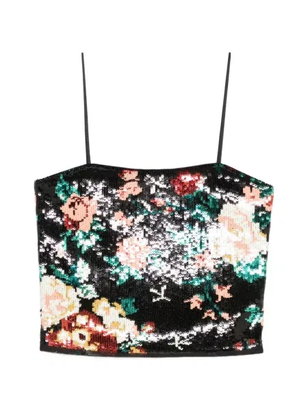 Top Forte_forte cu paiete cu model floral negru