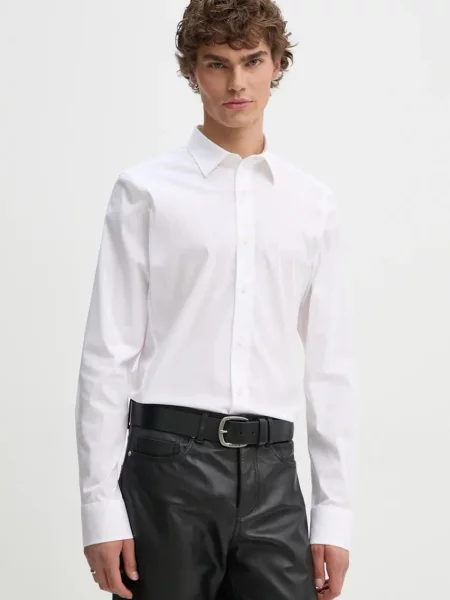 G-Star Raw koszula szary slim z kołnierzykiem klasycznym biała