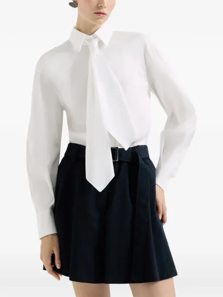 Košulja Brunello Cucinelli puplin veze bijela