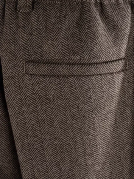 Pantaloni Myths cu model herringbone maro