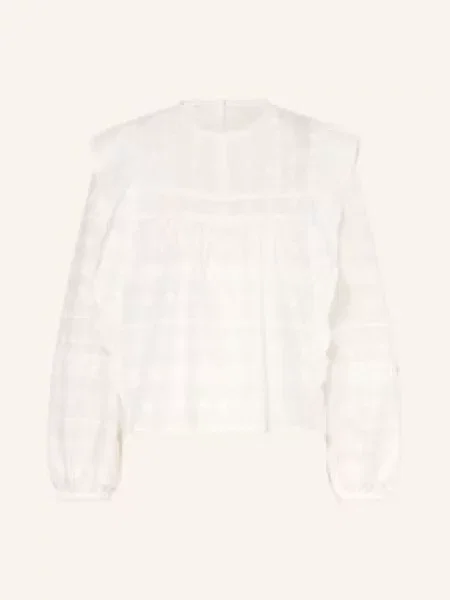 Lanius Bluzka Z Koronką I Falbanami weiss biała