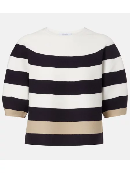 Pulover Max Mara cu dungi tricotate alb