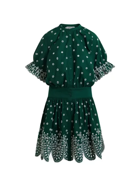 Rochie mini Essentiel Antwerp cu broderie cu model floral verde