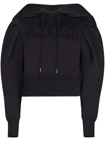 Hanorac cu glugă Nina Ricci cu broderie negru