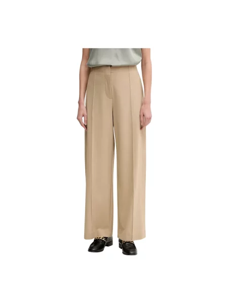 Mos Mosh spodnie szerokie high waist beżowy