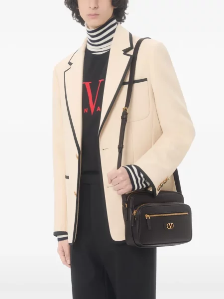 Geantă Valentino Garavani din piele negru