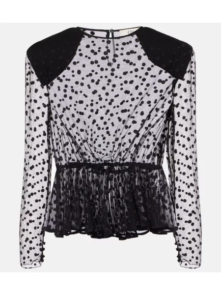 Cu peplum top Chloé cu buline din tul negru