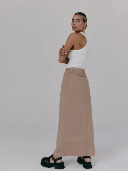 MUUV. spódnica jeansowa NANTES beżowa