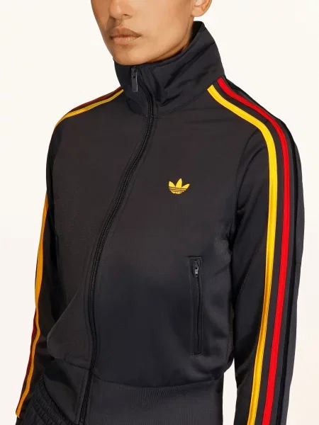 Adidas Originals Tréninková Bunda Firebird Classic tmavě šedá / červená / tmavě žlutá černá