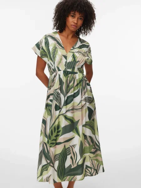 VERO MODA Haljina VMZOEY svijetlozelena / tamno zelena / puder roza bijela